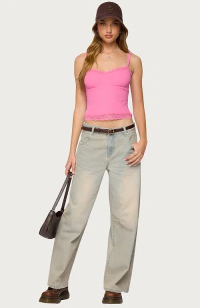 Edikted Mireille Lace Trim Camisole In Pink
