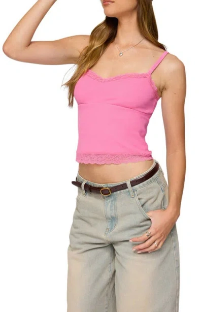 Edikted Mireille Lace Trim Camisole In Pink