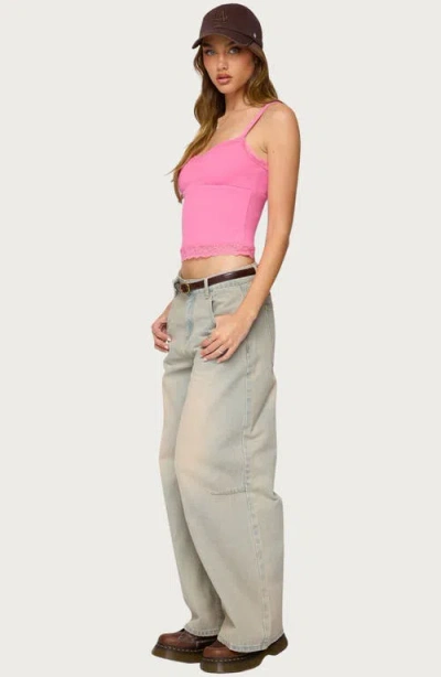 Edikted Mireille Lace Trim Camisole In Pink