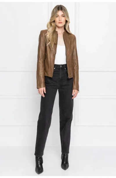 Lamarque Arlette | Leather Biker Jacket In Brown