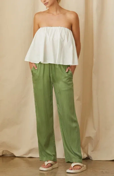Crescent Poplin Tube Top In White
