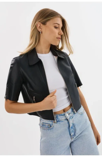 Lamarque Sevana Reversible Short-sleeve Leather Jacket