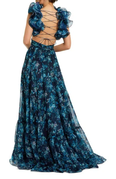 Mac Duggal Tiered Floral Cut-out Chiffon Gown