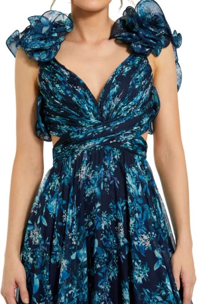 Mac Duggal Tiered Floral Cut-out Chiffon Gown
