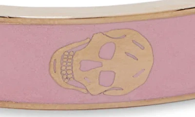 Alexander Mcqueen Mcqueen Thin Skull Enamel Cuff Bracelet In Pink