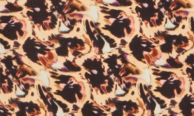Collina Strada Yuri Leopard Floral Long Sleeve Crepe Dress In Multi