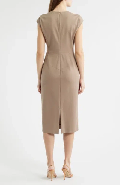 Hugo Boss Cap-sleeve Dress In Stretch Fabric In Brown