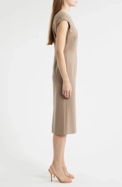 Hugo Boss Cap-sleeve Dress In Stretch Fabric In Brown