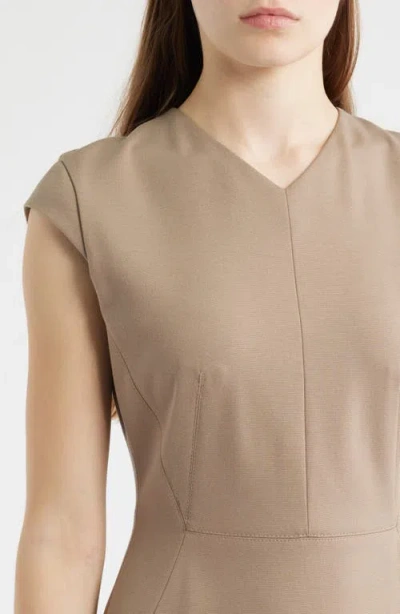 Hugo Boss Cap-sleeve Dress In Stretch Fabric In Brown