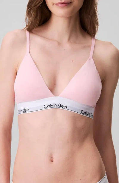 Calvin Klein Modern Cotton Collection Lightly Lined Cotton Blend Triangle Bralette In Pink