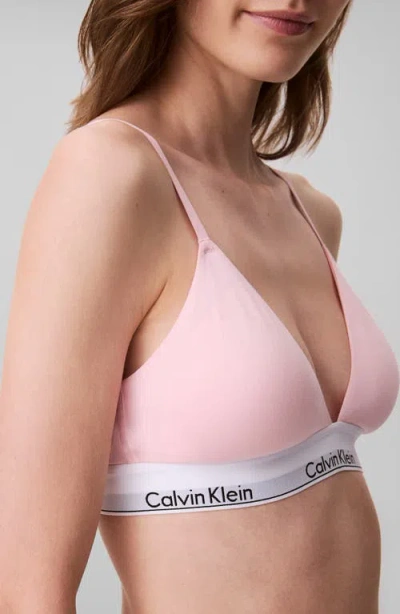 Calvin Klein Modern Cotton Collection Lightly Lined Cotton Blend Triangle Bralette In Pink