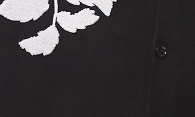 Topman Oversize Embroidered Knit Short Sleeve Button-up Shirt In Black