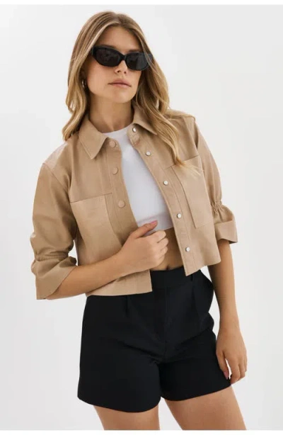 Lamarque Carolina | Leather Ruffle Sleeve Jacket In Brown