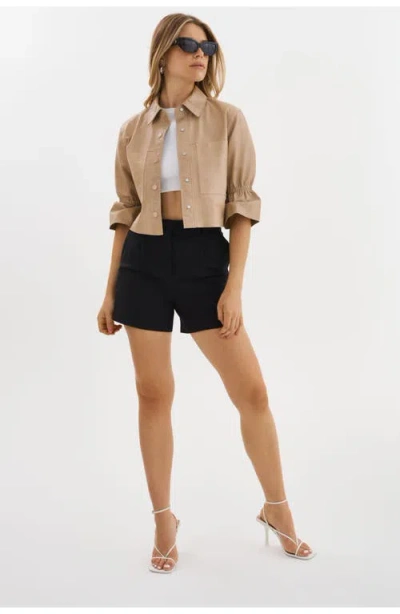 Lamarque Carolina | Leather Ruffle Sleeve Jacket In Brown