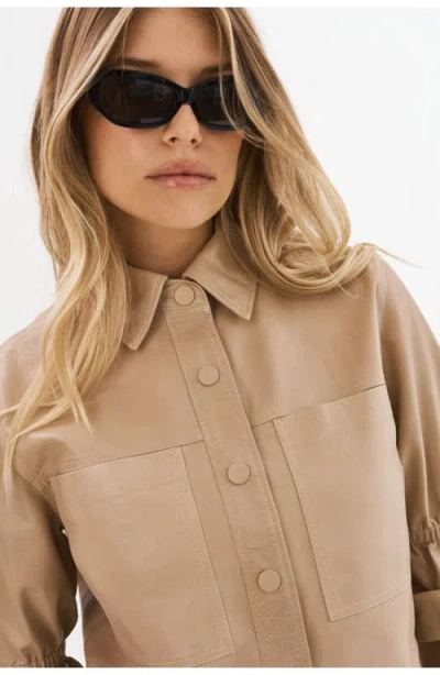 Lamarque Carolina | Leather Ruffle Sleeve Jacket In Brown