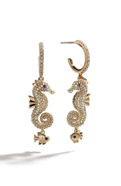 Baublebar Vela Pave Seahorse Charm Half Hoop Earrings In Gold Tone