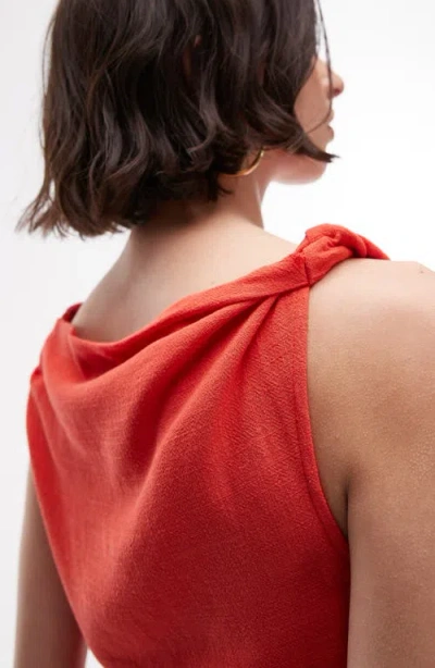 Topshop Twist Shoulder Minidress In Orange