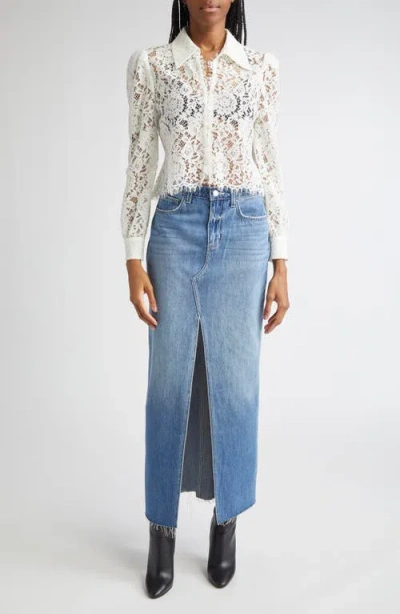 L Agence Rysa Denim Maxi Skirt