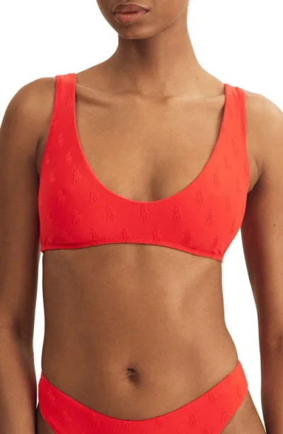 Polo Ralph Lauren High Leg Scoop Front Logo Jacquard Bikini Bottoms