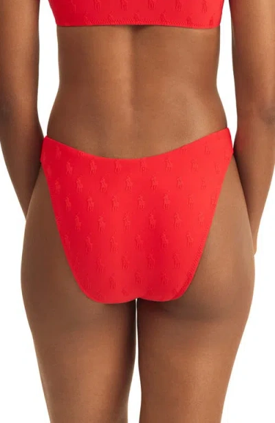 Polo Ralph Lauren High Leg Scoop Front Logo Jacquard Bikini Bottoms