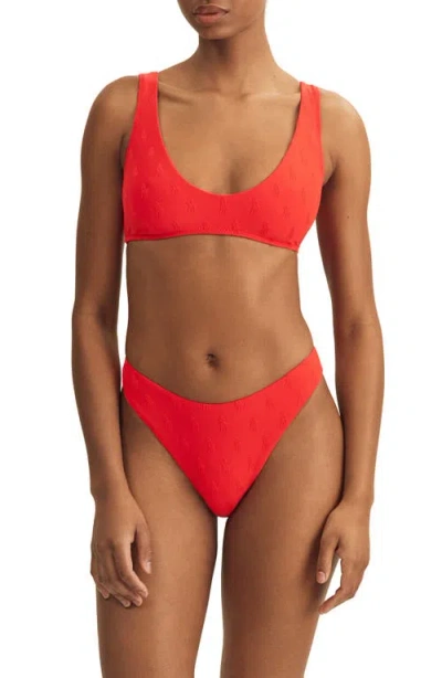 Polo Ralph Lauren High Leg Scoop Front Logo Jacquard Bikini Bottoms
