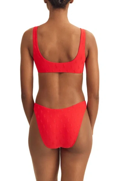 Polo Ralph Lauren High Leg Scoop Front Logo Jacquard Bikini Bottoms