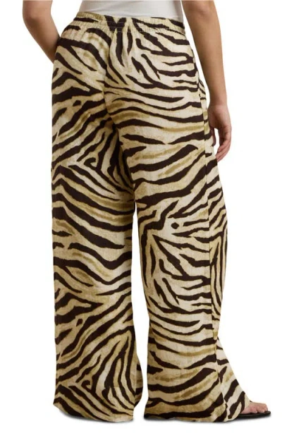 Ralph Lauren Lauren  Zebra Print Linen Wide Leg Pants