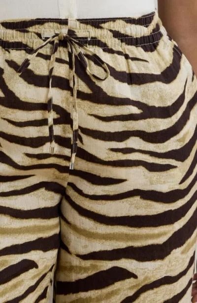 Ralph Lauren Lauren  Zebra Print Linen Wide Leg Pants