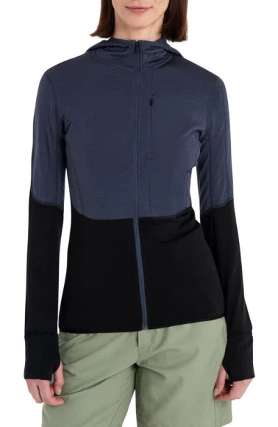 Icebreaker Tencel & Merino 200 Realfleece Descender Zip Hoodie In Blue
