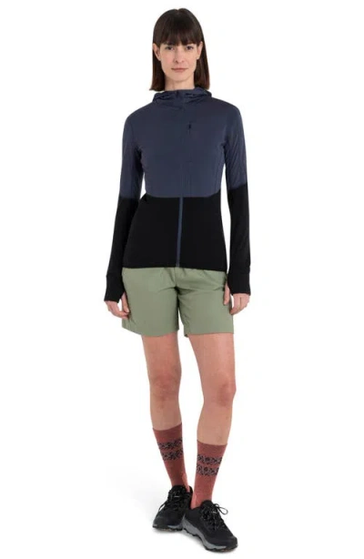 Icebreaker Tencel & Merino 200 Realfleece Descender Zip Hoodie In Blue