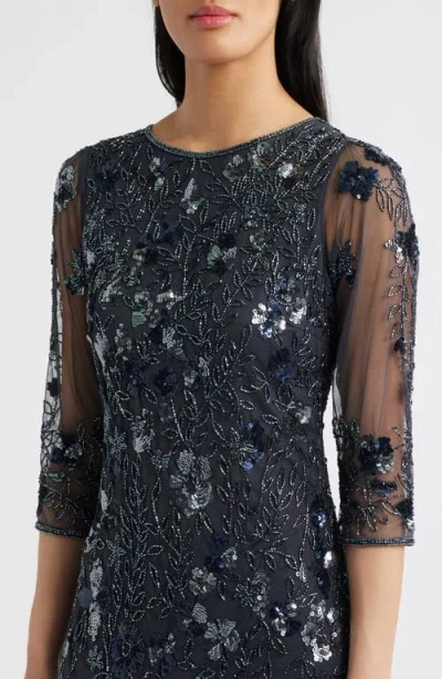 Pisarro Nights Beaded Floral Gown