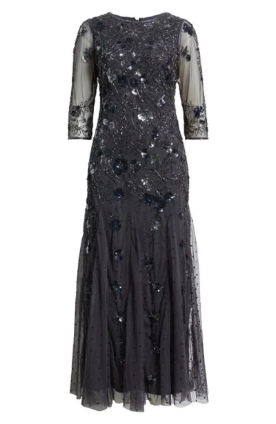 Pisarro Nights Beaded Floral Gown