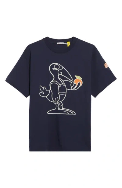 Moncler X Gilga Farm By Donald Glover Embroidered Monduck T-shirt In Blue