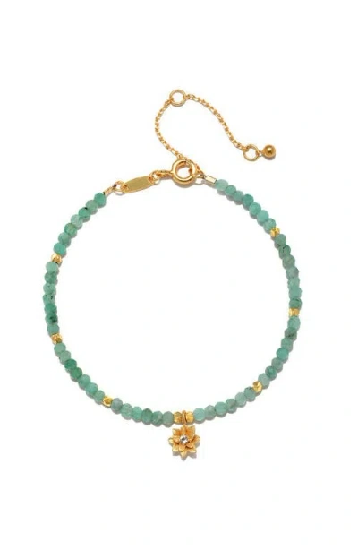 Satya Jewelry Emerald Lotus May Birthstone Bracelet