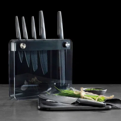 Cuisine::pro Id3 7 Piece Black Samurai Sakai Knife Block In Black