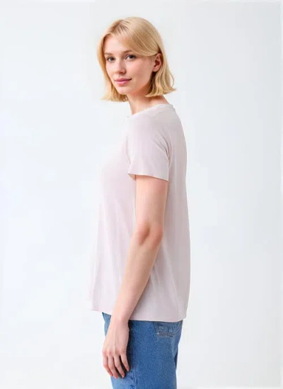 Majestic Filatures Soft Touch Short Sleeve T-shirt With Pleated Back In Pink
