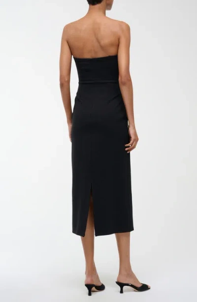 Staud Brooke Floral Beaded Strapless Cocktail Dress In Black