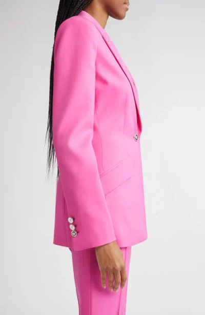 Versace Stretch Wool Gabardine Single Breasted Blazer In Pink