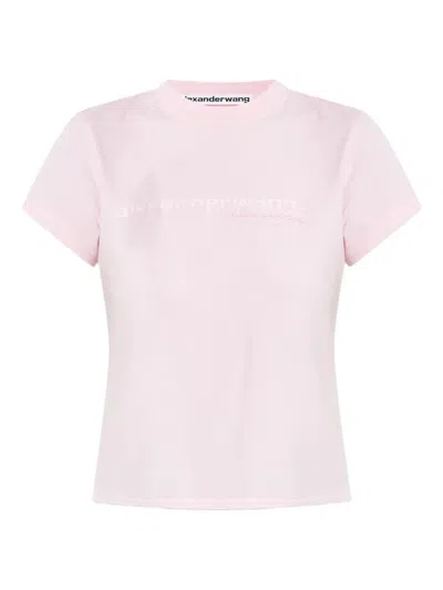 Alexander Wang Cotton Shrunken Logo T-shirt Clothing In Pink