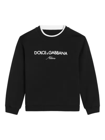 Dolce & Gabbana Logo-embroidered Sweatshirt In Black