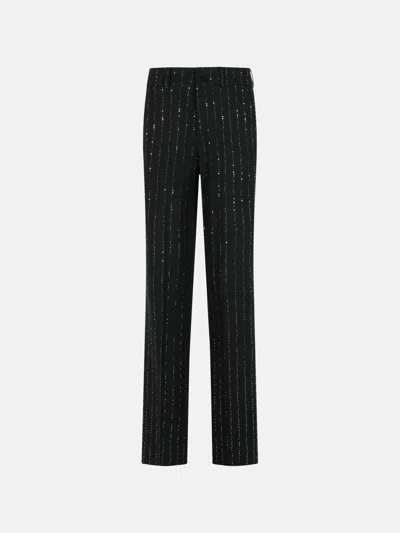 Philipp Plein 'lady Fit' Sequined Pants In Black Wool Blend