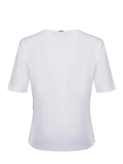 Herno Crewneck Short Sleeves Round Neck Button Embellishments In White