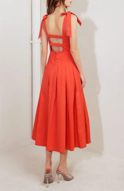 Freemarket Tie Strap Stretch Cotton Midi Dress