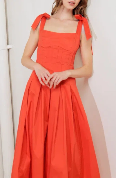 Freemarket Tie Strap Stretch Cotton Midi Dress
