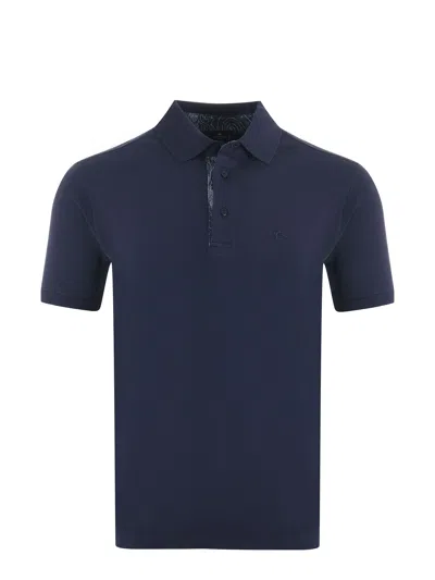 Etro Cotton Pique Polo Shirt In Blue