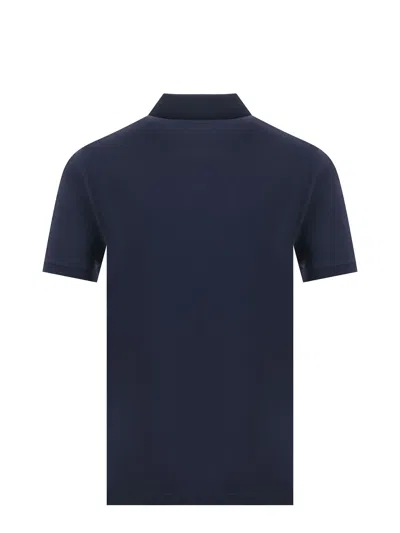 Etro Cotton Pique Polo Shirt In Blue