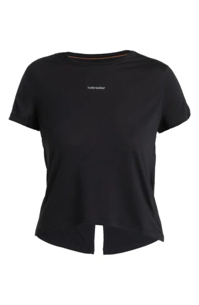 Icebreaker Lyocell & Merino 125 Cool-lite Speed Split Back T-shirt In Black