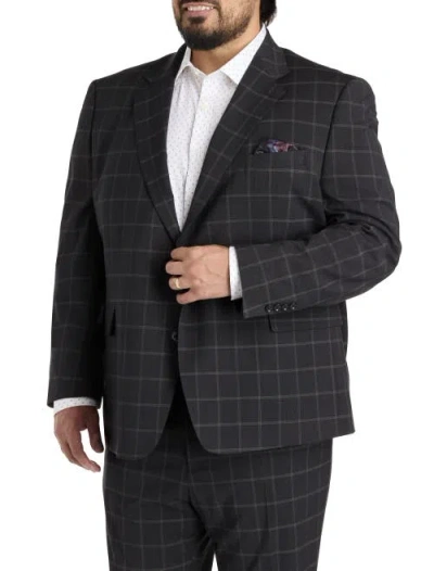 Tallia Big & Tall Windowpane Suit Jacket In Black