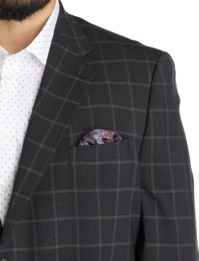 Tallia Big & Tall Windowpane Suit Jacket In Black