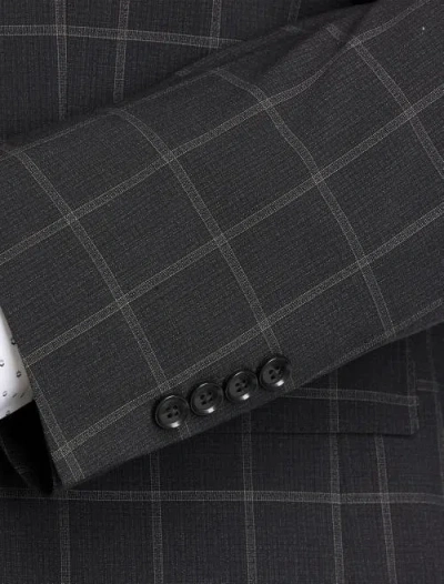 Tallia Big & Tall Windowpane Suit Jacket In Black